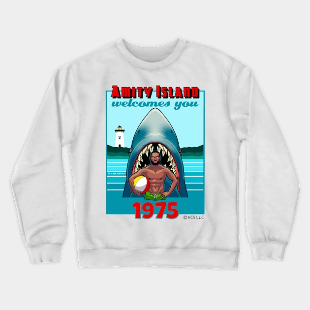 Amity island welcomes you! Crewneck Sweatshirt by Jims_wee_sketches